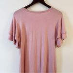 Heimish USA Pink Shirt Dress Pullover Jersey Stretch Ruffle Short Sleeves Small Photo 6
