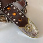 West Star Texas Rhinestone Crosses Belt Medium Brown Photo 4