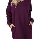 Zenana Outfitters  grey v-neck tunic sweatshirt, size S/M Photo 2