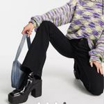 Pieces Petite Peggy high waisted flare jeans in black Photo 2