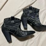 Leather western ankle boots Black Size 11 Photo 5