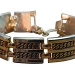 Vintage Monet Gold Tone Chain Link Hinged Bracelet Safety Chain Large Photo 3