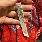 Free People  Red Floral Mini Dress with v neck and lace trim  Photo 2