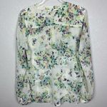 Sweet Rain Floral Chiffon Half Button Down Blouse Size L Photo 8