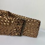 Y2K Gold Bronze Woven Wide Belt Sz S/M Photo 4