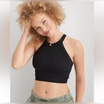 Aerie  Black Ribbed Seamless Stretchy Superchill High Neck Tank Top Photo 5