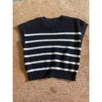 Moon Madison Navy White Striped Sleeveless Knit Sweater Size Small Cotton Blend Photo 6