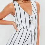 Missguided Black & White Striped Romper W Knot Photo 0