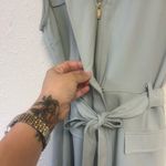 Sharagano Wrap-Front Trench Dress | Sage Green Size 12 Sleeveless Midi Photo 3