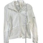 DKNY Y2K Sweater Jacket Womens M Cream Ribbed Full Zip Turtle Neck Classic Retro Photo 9