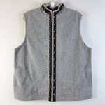 Susan Graver QVC Polar Fleece Vest Grey Floral Medium Trim Cozy Soft NWT New Photo 0