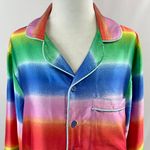 BP New  Rainbow Ombre Stripe Satin Button Down Shirt Photo 2
