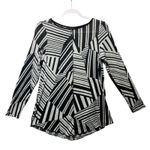 Vintage Y2K Lasania Black Silver Geometric Crinkle Knit Long Sleeve Top Sz 12 Photo 0