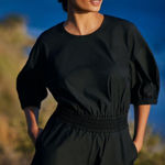 Sweaty Betty  Loren‎ Poplin Romper in Black Size L NWT Anthropologie Photo 0