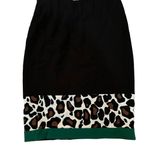 MARCCAIN Marc Cain Black and Leopard Print Pencil Skirt Size 1 Green Trim Photo 2