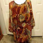 Maggie Barnes Maggie Burns Plus Size 5X Abstract Print Button Front Tunic Top Orange Brown Photo 2