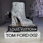 Jessica Simpson New  JS Dolly Silver Shimmer Sand Rhinestone Boot Womens 10 Photo 2