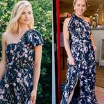 Shoshanna  Caprina Georgette Maxi Dress Navy/Lavender Multi Sz 2 Photo 2