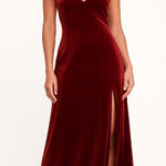 New! Lulus Red Velvet VNeck Sleeveless‎ Maxi Dress, XL Photo 0