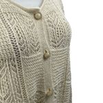ZARA  Cream Beige Open Knit Long Sleeve Button Down Cardigan Sweater Top Size S Photo 1