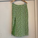 Maeve Anthropologie  Green Floral Casual The Lille Side-Slit Midi Skirt Size 12 Photo 1