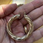 Boutique Twisted Silver Hoop Earrings Photo 2