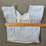 Koch Ruffle Sleeve Cropped Top Size X-Small Blue Stripe V-Neck Photo 7