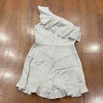 Intermix  Taupe & Cream Striped One Shoulder Romper Size P Photo 1