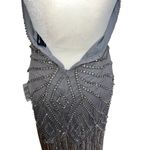 ASOS NEW NWT  Design Halter Crystal Embellished Fringe Dress In Silver Photo 10