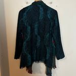 Soft Surroundings - Wool Silk Embroidered Peacock Fringe Duster Topper Cardigan Photo 6