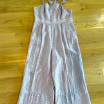 Elevenses Anthropologie Nantucket Ruffled Striped 100% Linen Jumpsuit Size 14 Photo 0
