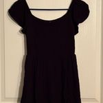 Love, Fire Black Smocked Mini Dress with Puff Sleeves Photo 0