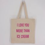 I Love You More Than Ice Cream Canvas Tote in Cream & Hot Pink NWOT! Photo 1