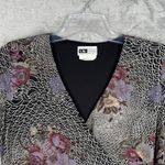 IN Studio Shirt Women Large Black Purple Geometric Floral Wrap Vintage 2000s Y2K Photo 3
