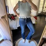 Goodnight Macaroon Women’s Small Blue Crochet Sweater Ruffle Top NWT Photo 1