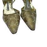 Manolo Blahnik Carolyn Gold Lace Slingback Heels Floral Mesh Pumps 39.5 Photo 9