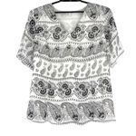 Marybelle Paisley Womens Top Sz 2X Y2K USA Boho Chiffon Flowy Festival Tie Back White Photo 0