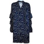 Le lis LE LIS Navy Floral Long Sleeve Tiered Ruffle Trim Mini Shift Dress NWOT Large Photo 5