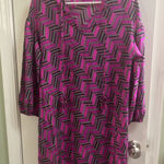 Trina Turk Trina‎ Turk Dress Sz 2 Women's Pink Black Silk Sheath Elegant Work Church Shirt Photo 0