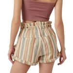 Free People  Topanga Cotton Cuffed Paperbag Shorts Womens Small Beige Boho Y2K‎ Photo 1