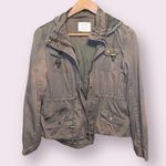 Ashley by 26 International Army Green Cargo Jacket with Drawstring & Hood Photo 0