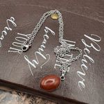 Handmade Red Jasper Pendant Necklace on Stainless Steel Chain 18” Photo 2