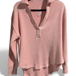 Aerie  Pink Waffle Knit Ling Sleeve Top Photo 0