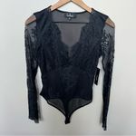 Lulus  Black All About That Lace V Neck Bodysuit NWT Size Small Photo 7