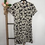 J Jill Floral Black Cream Leaf Short Sleeve Tunic Dress Size Small‎ Petite Photo 5