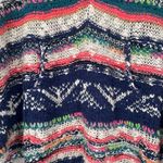 Free People  Bubble Tea Southwestern Drop Sleeve Poncho Style Hooded Sweater M/L Photo 4