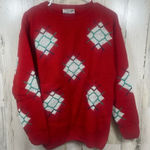 College Point Vintage Christmas Sweater size L Ugly Holiday Party Red Glitter Size L Photo 0