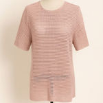 Torn By Ronny Kobo  Pink Open Knit Short Sleeve Top | Sheer | Size Medium | NWT Photo 0