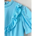 Vintage 1960s 1970s Turquoise Princess Maxi Dress Empire Waist Ruffle Blue Size M Photo 1