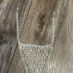 Sexy Body Chain Crystal Mesh Backless Halter Crop Top and Panties Silver Size undefined Photo 10